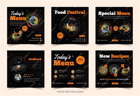 Premium Vector | A set of black and white menus for food and restaurant