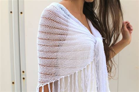 White Wrap Shawl Scarf Wrap Shawl Knit Shawl Wedding Shawl Wraps Shawls Lace Shawl Fringe Shawl