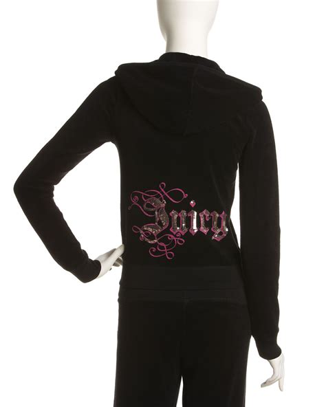 Lyst Juicy Couture Sequin Logo Terry Hoodie In Black