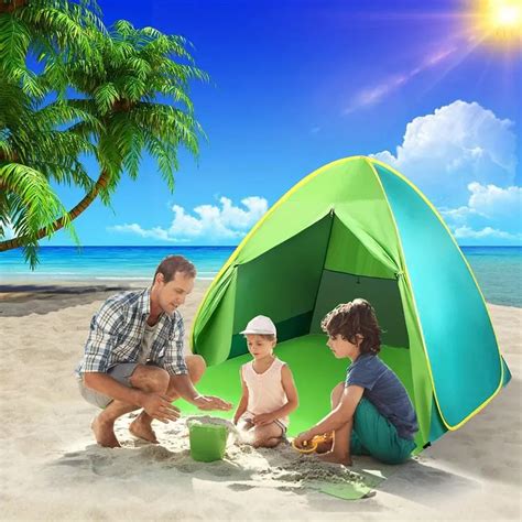 Pop Beach Tent Beach Shade Tent Upf 50+ Uv Protection - Temu