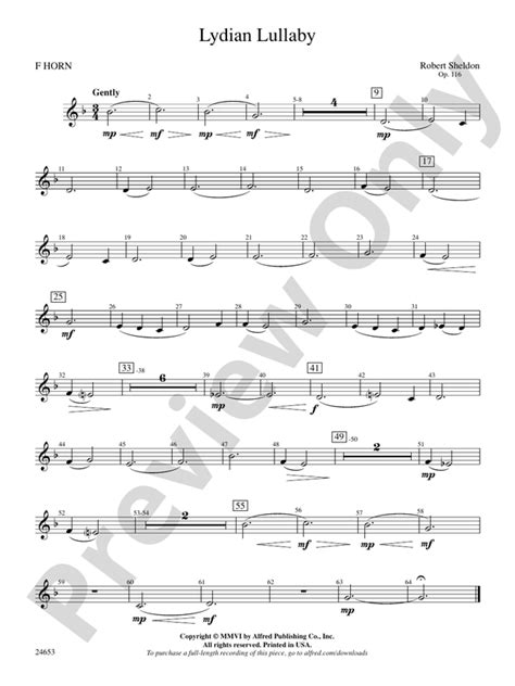 Lydian Lullaby 1st F Horn 1st F Horn Part Digital Sheet Music Download