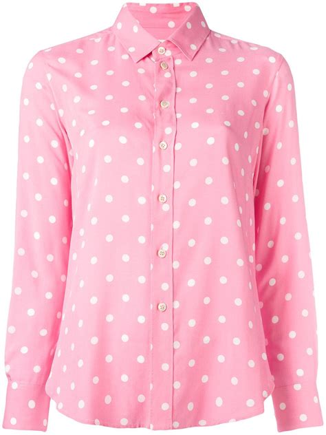 Lyst Saint Laurent Polka Dot Shirt In Pink