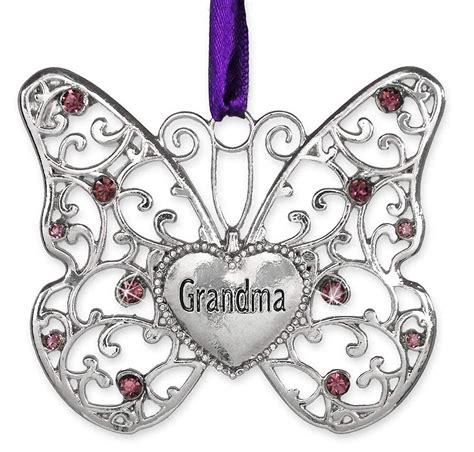 Butterfly Ornament Grandma Butterfly Silver Metal Filigree