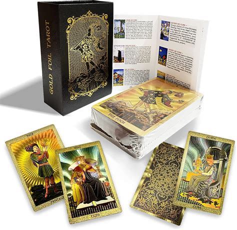 Traditional Standard Tarot Decks 78 Gold Foil Tarot Cards Pvc Waterproof Wrinkle Resistant