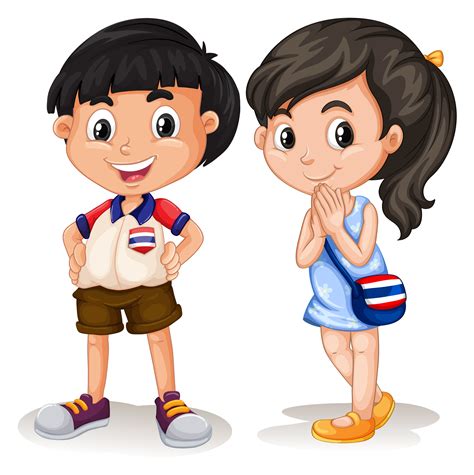 Thai boy and girl smiling 367216 Vector Art at Vecteezy