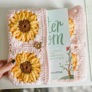 Sunflower Book Cover Crochet Book Jacket Hobonichi Techno Notebook