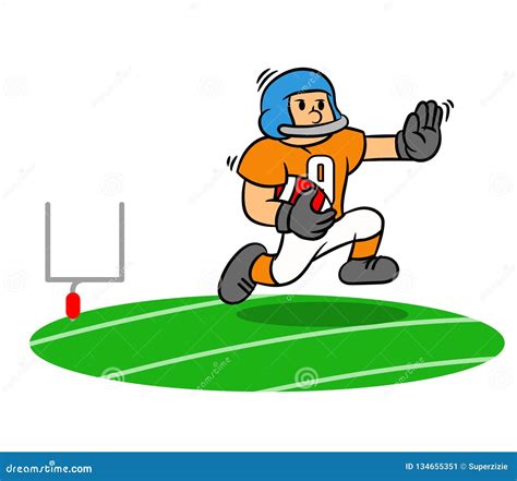 Cartoon American Football Player Running on the Field Stock Vector - Illustration of character ...