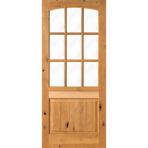 Modern Farmhouse Knotty Alder 9 Lite Glass Round Top Door Krosswood