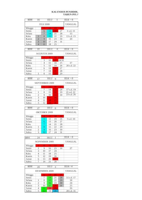 XLS Kalender Pendidikan 2009 2010 DOKUMEN TIPS