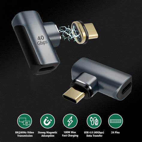 Moko Adaptador Magn Tico Usb C Unidades Pines Ngulo Recto De