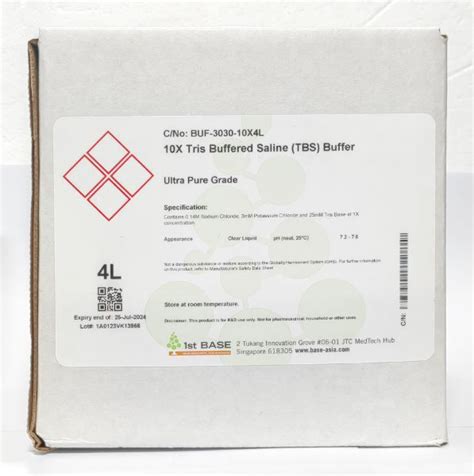 RSC EStore 10X Tris Buffered Saline TBS Buffer Ultra Pure Grade 4L