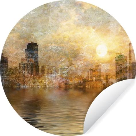 Wallcircle Muurstickers Behangcirkel New York Water Zon