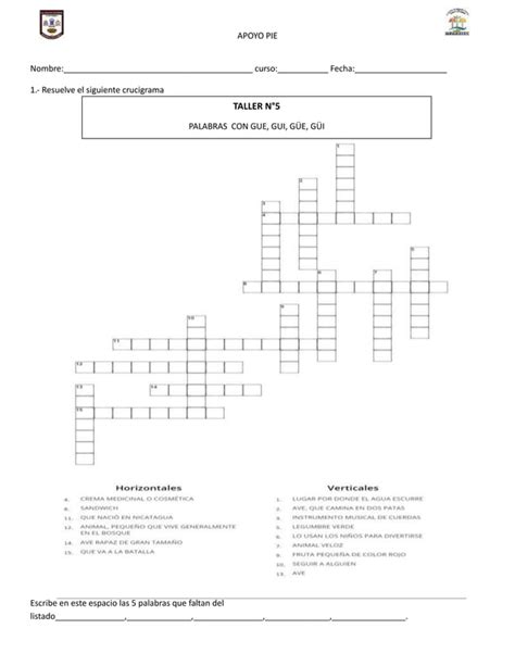 crucigrama taller de ortografía palabras cong PDF