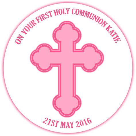 Personalised Girls Pink 1st First Holy Communion Edible Icing Cross