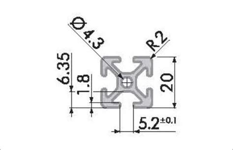 Aluminum T Slot Framing And Surface Profiles 20mm With A 5mm T Slot