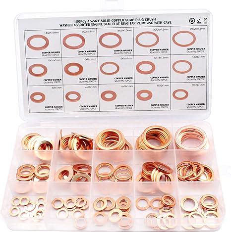 Cersaty 150pcs Rondelle Cuivre Joint Vidange Assortiment Kit M5 M6