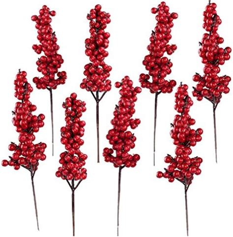 Amazon SUPVOX Red Fruit DIY 8pcs Artificial Red Berry Stems