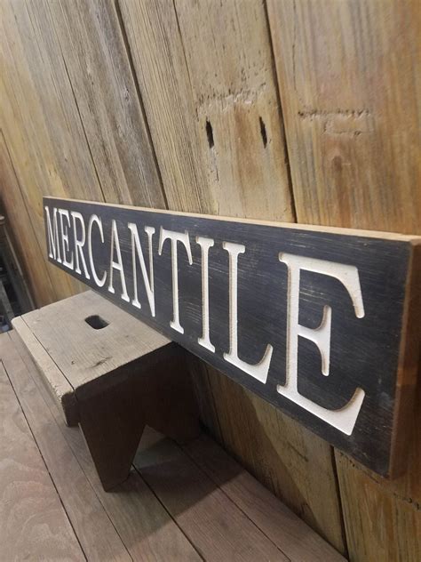 Mercantile Sign Farmhouse Carved Rustic Wood Vintage Store Etsy