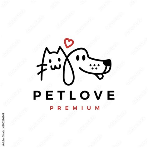 Dog Cat Pet Love Logo Vector Icon Illustration Stock ベクター Adobe Stock