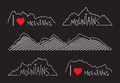 I Love Mountains Handwritten Lettering For Cards Posters And T Shirts