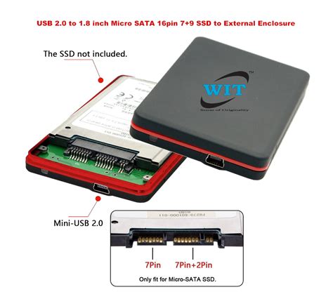 Usb 2 0 To 1 8 Micro Sata 16 Pins 7 9 Ssd External Enclosure Or Case Wit Computers