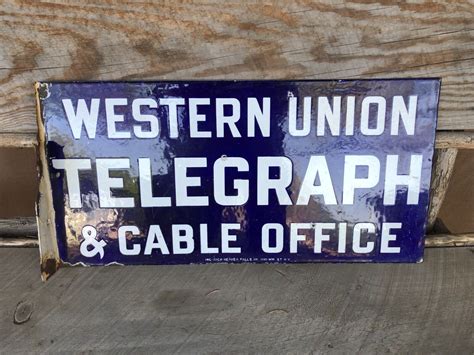 Antique Original Western Union Telegraph And Cable Office Porcelain