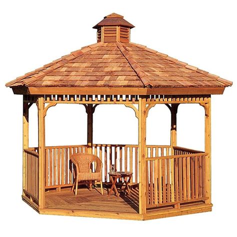 Cedarshed Cedar Wood Hexagon Gazebo (Exterior: 11.25-ft x 11.25-ft; Foundation: 7.87-ft x 9.09 ...