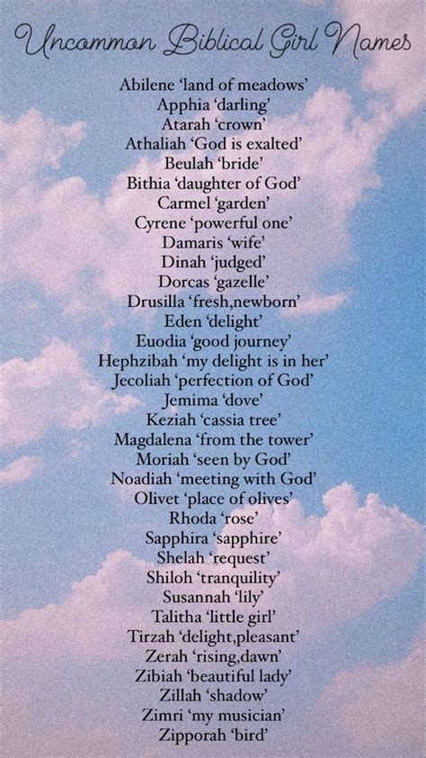 🕊Unique Biblical Girl Names🕊