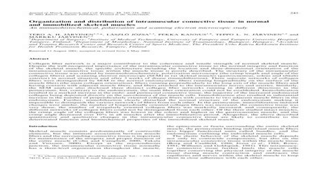 Organization And Distribution Of Intramuscular Connective Tissue In