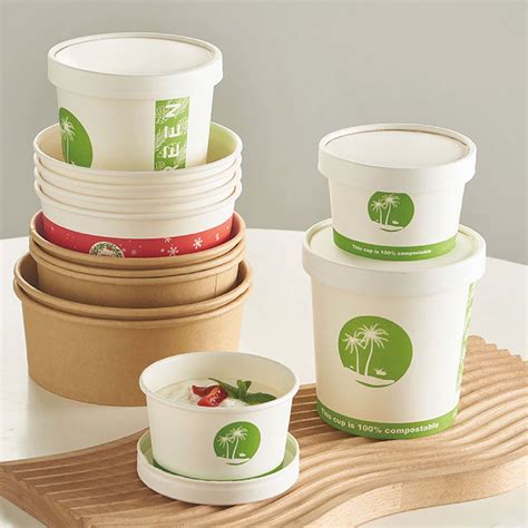 Compostable Paper Biodegradable Soup Bowls Made Of Natural Bagasse Eco