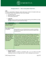 CBS DSB Assignment 9 Template Docx Assignment 9 Your Innovation