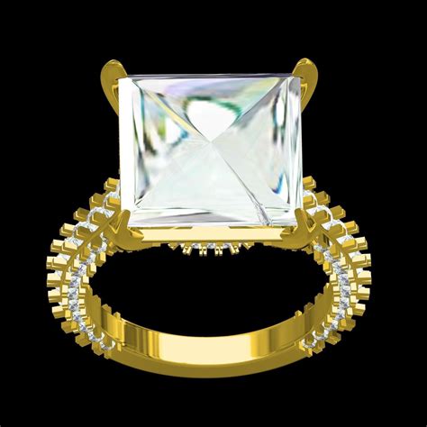 Princess Cut Hidden Halo Engagement Ring 3D model 3D printable | CGTrader