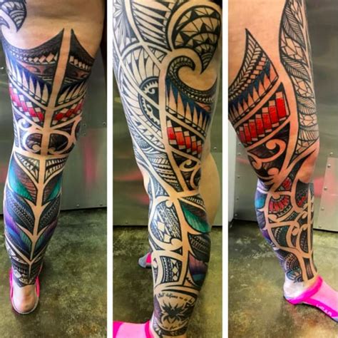 Polynesian Leg Tattoo Sleeve