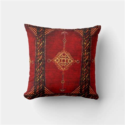 Persian Carpet Pattern In Dark Red Throw Pillow Zazzle