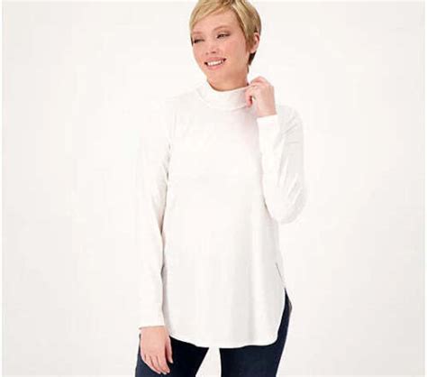 Susan Graver Modern Essentials Womens Reg Liquid Knit Mock Neck Tunic