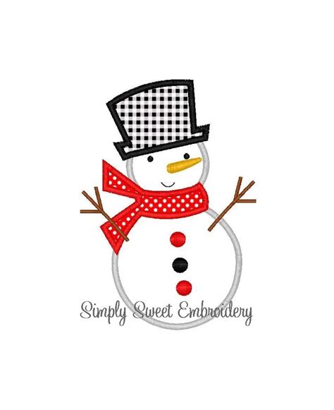 Christmas Snowman Machine Embroidery Applique Design Etsy