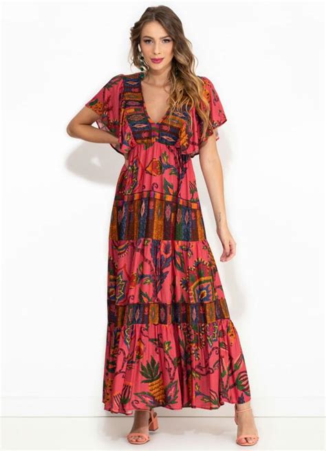 Vestido Cropped De Viscose Tear Tropical Estampado Farm