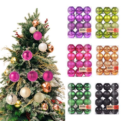 Meidiya Christmas Ornaments Balls, 24 Pcs Shatterproof Christmas Tree ...