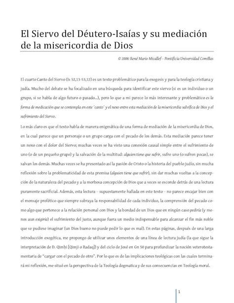 PDF El Siervo del Déutero Isaías y su mediación de la misericordia de