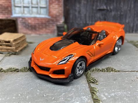 Custom Hot Wheels 2019 Corvette Zr1 Convertible In Orange With America Muncle Mikes