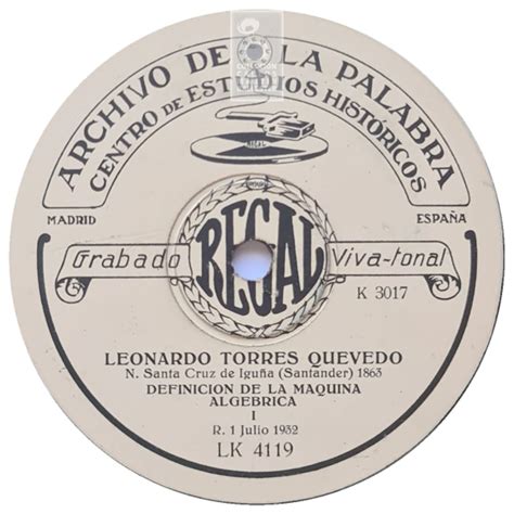 Definición de la máquina algebraica Leonardo Torres Quevedo Regal 1932