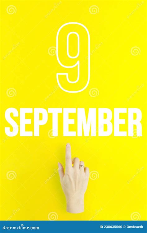 September 9th Day 9 Of Month Calendar Datehand Finger Pointing At A