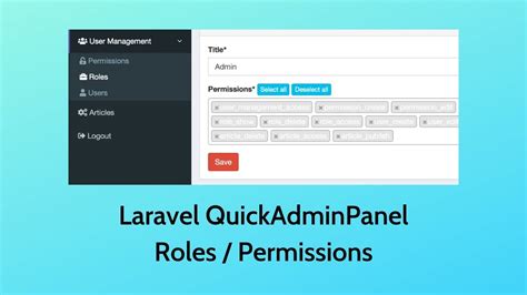 Laravel Roles Permissions In Quickadminpanel 2019 Youtube