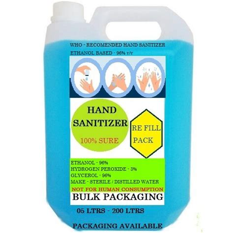 Hand Sanitizer Ethanol Based Packaging Size 180 Ml To 200 Ltrs