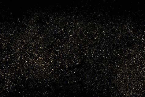 Gold Glitter Texture Isolated On Black Amber Particles Color