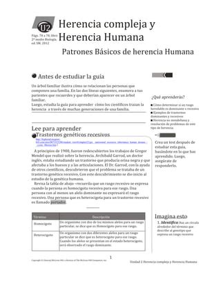 Herencia Biol Gica Compleja Y No Mendeliana Gu A Para Segundo Medio