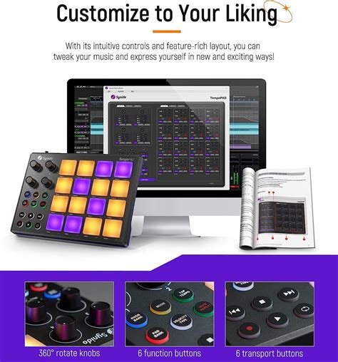 Synido Midi Pad Beat Maker Machine With Rgb Beat Pads Usb Portable