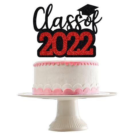 Buy Class Of 2022 Cake Topper Red And Black Glitter Graduation Cake Topper 2022 Graduation