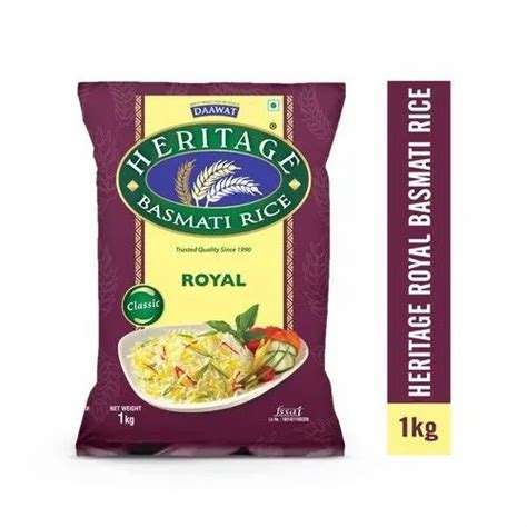 Creamy White Classic Heritage Royal Basmati Rice Packaging Size Kg