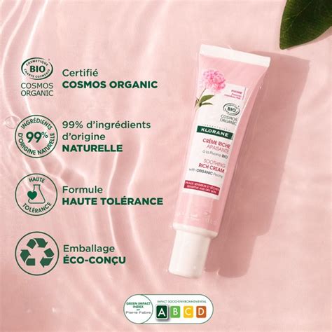 Klorane Crème riche apaisante à la pivoine bio Peau sèche et sensible